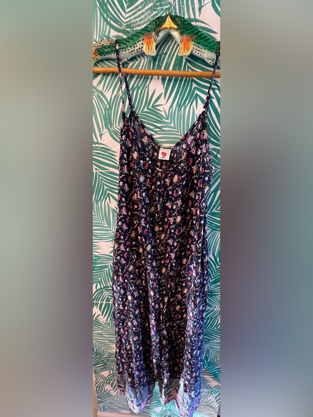 Buenos Ninos Floral Navy Romper w/ Pink Accents Sz S cottage core